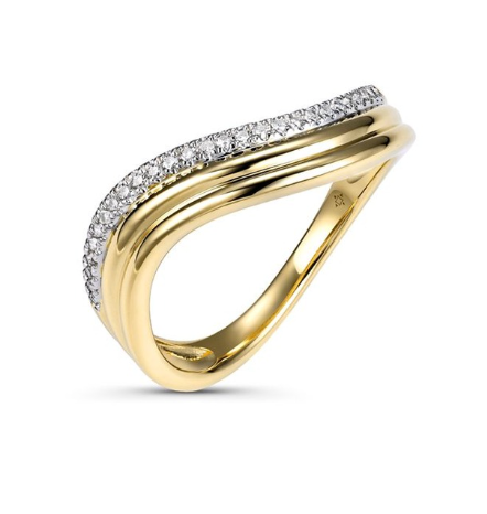 Wavy Triple Band with Diamond Ring