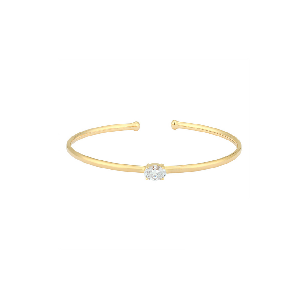 Lab Flexible Bangle with Diamond Center